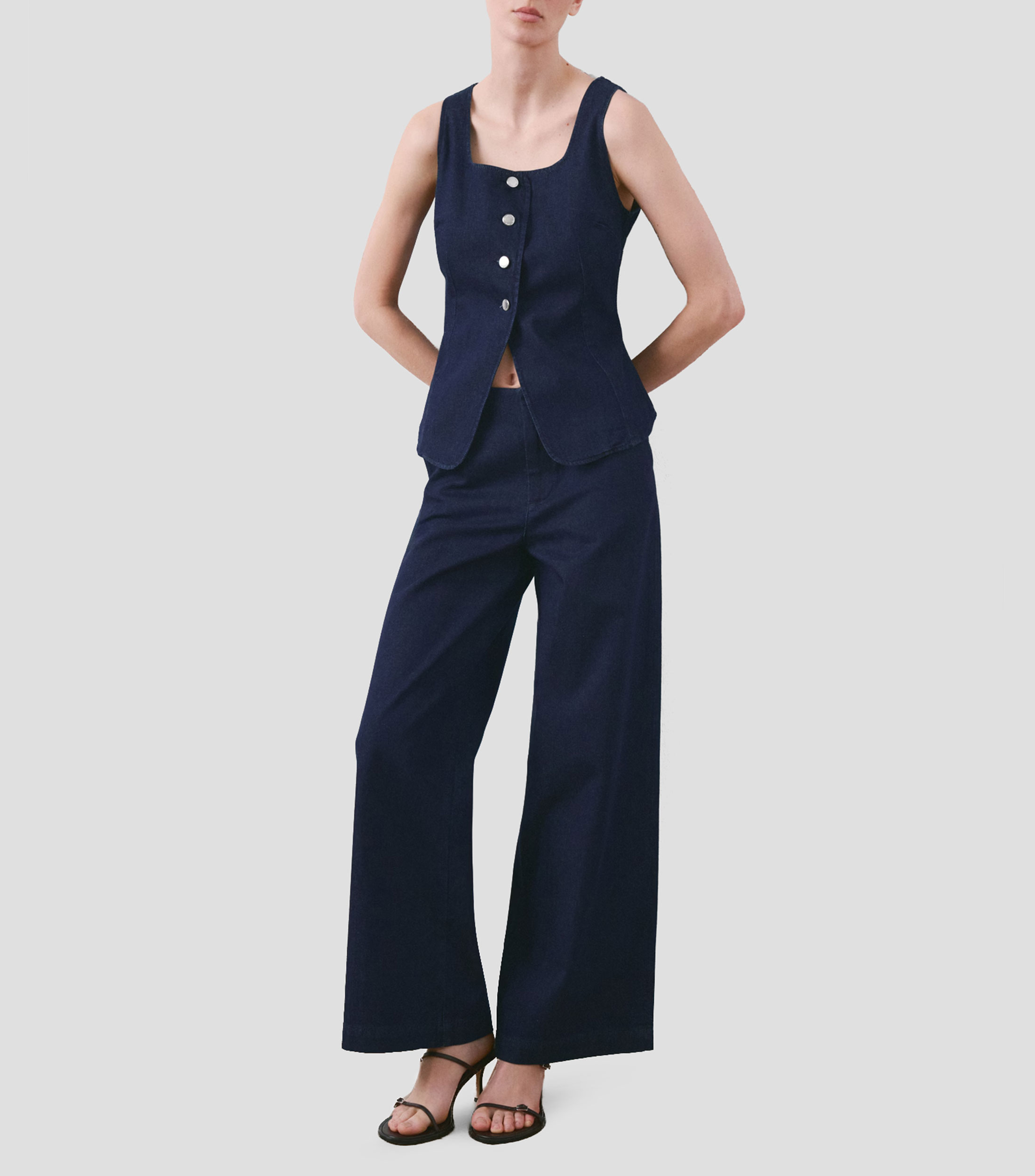 Blusa jaspeada sin mangas Mujer